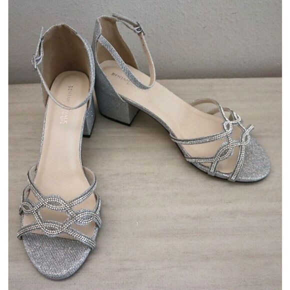 Benjamin Walk x Touch Ups Women's Sz 8W Silver Metallic Zoey Heeled Sandals - Picture 1 of 10